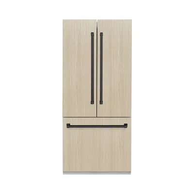 Zline Autograph Edition 36 In. 19.6 Cu. Ft. Panel Ready French Door Built-in Bottom Freezer Refrigerator W In Matte Black