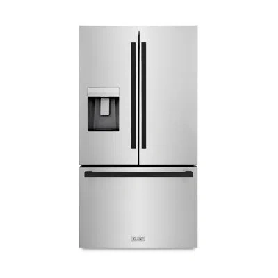 Zline Autograph Edition 36 In. 28.9 Cu. Ft. Standard-depth French Door External Water Dispenser Refrigerat In Stainless Steel;matte Black