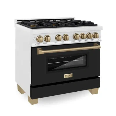 Zline Autograph Edition 36 In. 4.6 Cu. Ft. Legacy Dual Fuel Range With 6 Burner Gas Cooktop And Electric C In Bronze
