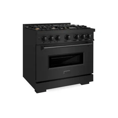 Zline Autograph Edition 36 In. 5.2 Cu. Ft. Classic Dual Fuel Range With 6 Burner Gas Cooktop And Electric  In Black Stainless Steel