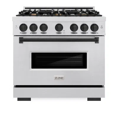 Zline Autograph Edition 36 In. 5.2 Cu. Ft. Classic Gas Range With 6 Burner Cooktop And Convection Gas Oven In Matte Black