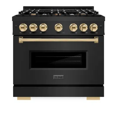 Zline Autograph Edition 36 In. 5.2 Cu. Ft. Classic Gas Range With 6 Burner Cooktop And Convection Gas Oven In Polished Gold