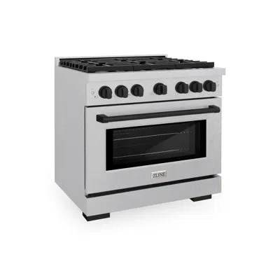 Zline Autograph Edition 36 In. 5.2 Cu. Ft. Paramount Dual Fuel Range With 6 Burner Gas Cooktop And Electri In Matte Black;durasnow