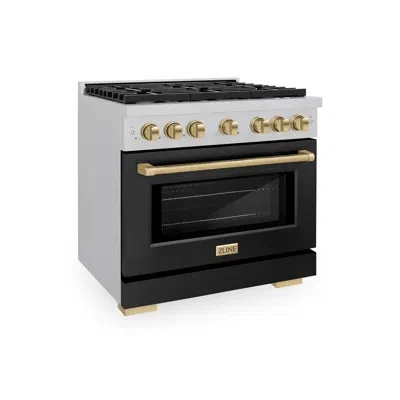 Zline Autograph Edition 36 In. 5.2 Cu. Ft. Paramount Dual Fuel Range With 6 Burner Gas Cooktop And Electri In Satin Stainless Steel,champagne Bronze