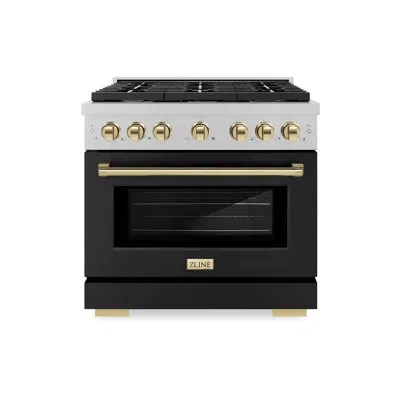 Zline Autograph Edition 36 In. 5.2 Cu. Ft. Paramount Gas Range With 6 Burner Cooktop And Convection Gas Ov In Polished Gold