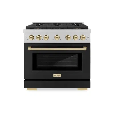 Zline Autograph Edition 36 In. 5.2 Cu. Ft. Paramount Gas Range With 6 Burner Duopro™ Cooktop And Convectio In Polished Gold