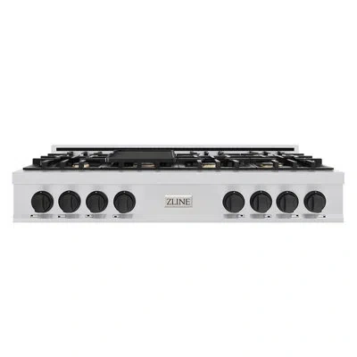 Zline Autograph Edition 36 In. Legacy Gas Rangetop With 6 Burners And Porcelain Cooktop In Stainless Steel In Matte Black