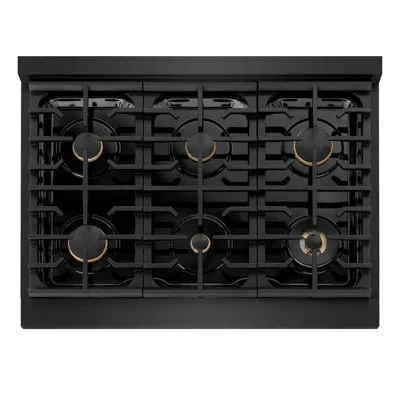 Zline Autograph Edition 36 In. Paramount Gas Rangetop With 6 Burners And Porcelain Cooktop In Black Stainl In Black Stainless,polished Gold