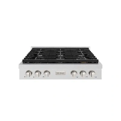 Zline Autograph Edition 36 In. Paramount Gas Rangetop With 6 Burners And Porcelain Cooktop In Satin Stainl In Satin  Stainless Steel,stainless Steel