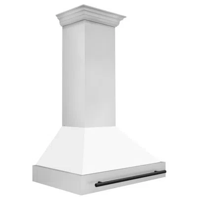 Zline Autograph Edition 36 In. Stainless Steel Range Hood With White Matte Shell In White Matte,matte Black