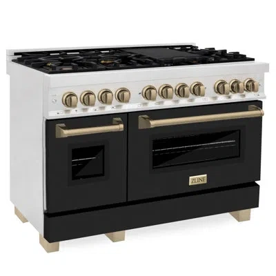 Zline Autograph Edition 48 In. 6.0 Cu. Ft. Legacy Dual Fuel Range With 7 Burner Gas Cooktop And 2 Electric In Bronze