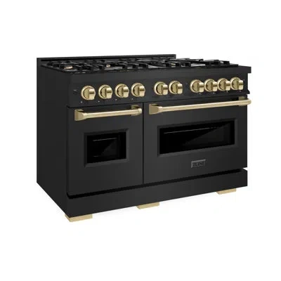 Zline Autograph Edition 48 In. 6.7 Cu. Ft. Classic Double Oven Dual Fuel Range With 8 Burner Gas Cooktop I In Gold