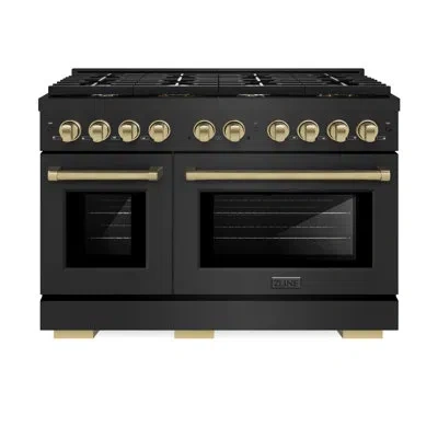Zline Autograph Edition 48 In. 6.7 Cu. Ft. Paramount Double Oven Dual Fuel Range With 8 Burner Gas Cooktop In Gold