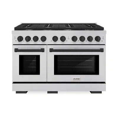 Zline Autograph Edition 48 In. 6.7 Cu. Ft. Paramount Double Oven Dual Fuel Range With 8 Burner Gas Cooktop In Stainless Steel