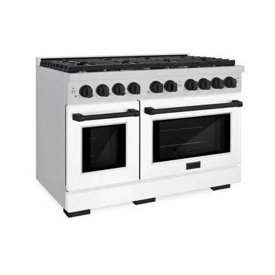 Zline Autograph Edition 48 In. 6.7 Cu. Ft. Paramount Double Oven Gas Range With 8 Burner Cooktop In Stainl In Stainless Steel