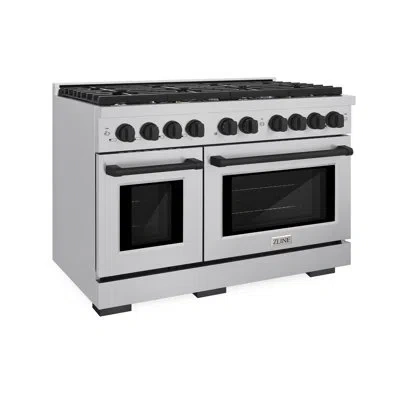 Zline Autograph Edition 48 In. 6.7 Cu. Ft. Paramount Double Oven Gas Range With 8 Burner Cooktop In Stainl In Stainless Steel