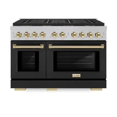 Zline Autograph Edition 48 In. 6.7 Cu. Ft. Paramount Dual Fuel Range With 8 Burner Duopro™ Cooktop And Dua In Polished Gold