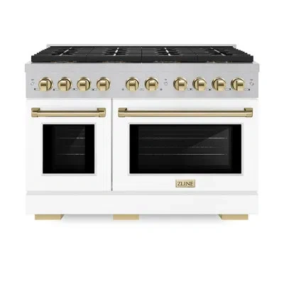Zline Autograph Edition 48 In. 6.7 Cu. Ft. Paramount Dual Fuel Range With 8 Burner Duopro™ Cooktop And Dua In Polished Gold