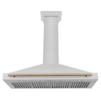 Zline Autograph Edition 48 In. Convertible Satin Stainless Steel Wall Mount Range Hood In Champagne Bronze