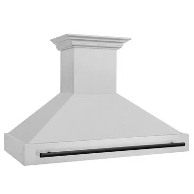 Zline Autograph Edition 48 In. Satin Stainless Steel Wall Mount Range Hood With Handle In Matte Black
