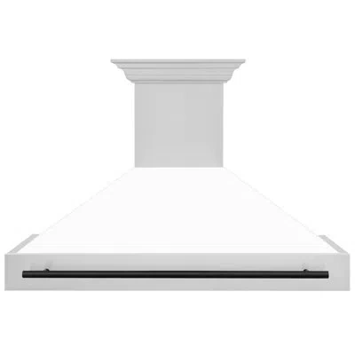 Zline Autograph Edition 48 In. Stainless Steel Range Hood With White Matte Shell And Handle In Matte Black