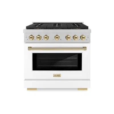 Zline Autograph Edition Paramount Dual Fuel Range With Burner Duopro™ Cooktop And Electric Convection Oven In Polished Gold