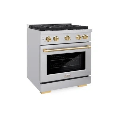 Zline Autograph Edition Paramount Dual Fuel Range With Gas Cooktop And Electric Convection Oven In Stainless Steel,gold
