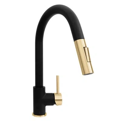 Zline Autograph Gemini Pull Down Single Handle Kitchen Faucet In Matte Black;champagne Bronze