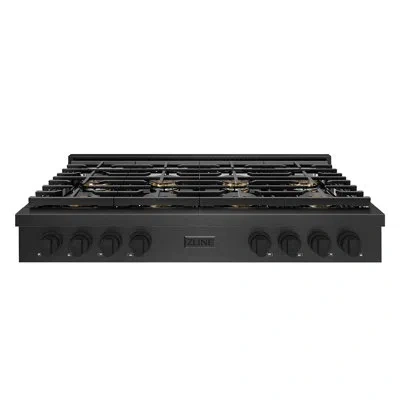 Zline Designer 48 In. Paramount Gas Rangetop With 8 Burner Duopro™ Cooktop In Stainless Steel With Accents In Black Satin
