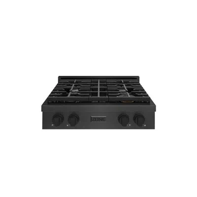 Zline Designer Collection 30 In. Paramount Gas Rangetop With 4 Burners And Accents (srtbsz-30-mbcb) In Black Satin