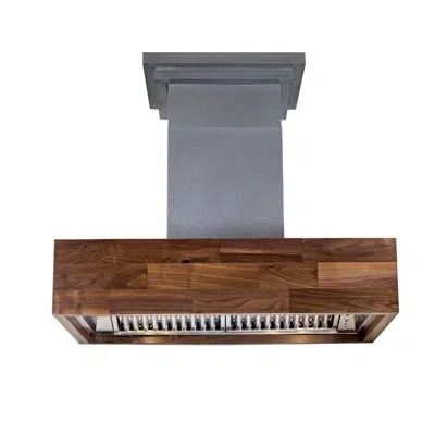 Zline Designer Series Ducted Wooden Wall Mount Range Hood In Butcher Block In Walnut
