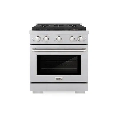 Zline Paramount Dual Fuel Range With Burner Duopro™ Cooktop And Electric Convection Oven In Satin Stainles In Satin Stainless Steel