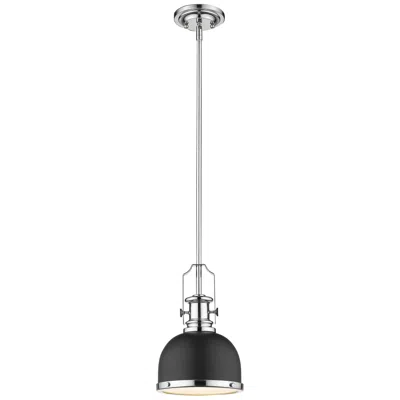 Z-lite 1 Light Mini Pendant In Matte Black + Chrome Finish