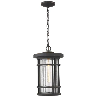 Z-lite 1 Light Outdoor Chain Mount Ceiling Fixture In Oil Rubbed Bronze Finish