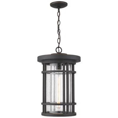 Z-lite 1 Light Outdoor Chain Mount Ceiling Fixture In Oil Rubbed Bronze Finish