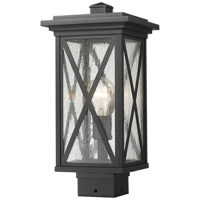 Z-lite 1 Light Outdoor Post Mount Fixture In Black Finish