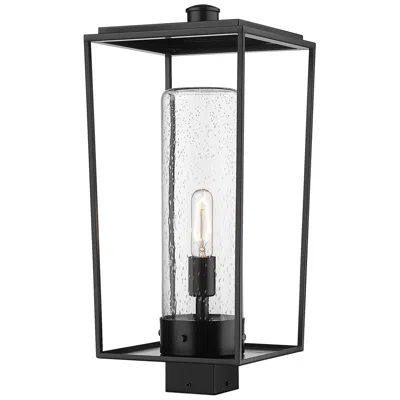Z-lite 1 Light Outdoor Post Mount Fixture In Black Finish