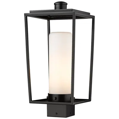 Z-lite 1 Light Outdoor Post Mount Fixture In Black Finish