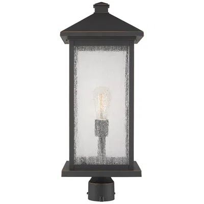 Z-lite 1 Light Outdoor Post Mount Fixture In Oil Rubbed Bronze Finish