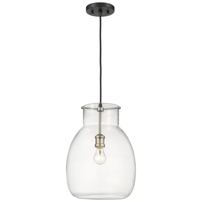 Z-lite 1 Light Pendant In Matte Black + Brushed Nickel Finish
