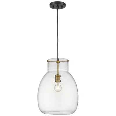 Z-lite 1 Light Pendant In Matte Black + Olde Brass Finish