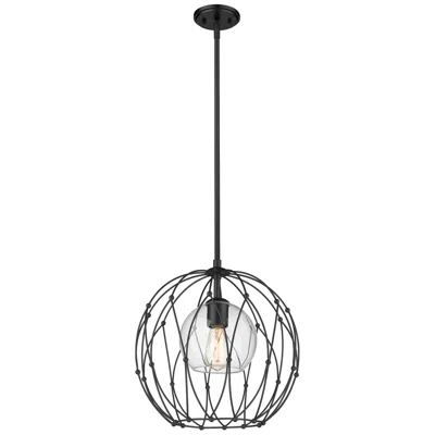 Z-lite 16" Wide Matte Black Finish Modern Open Orb Pendant Light