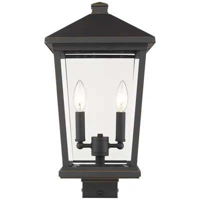 Z-lite 2 Light Outdoor Post Mount Fixture In Oil Rubbed Bronze Finish
