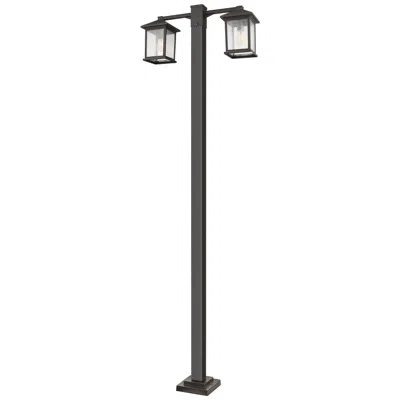 Z-lite 2 Light Outdoor Post Mounted Fixture In Oil Rubbed Bronze Finish