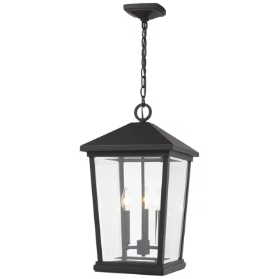 Z-lite 3 Light Outdoor Chain Mount Ceiling Fixture In Oil Rubbed Bronze Finish