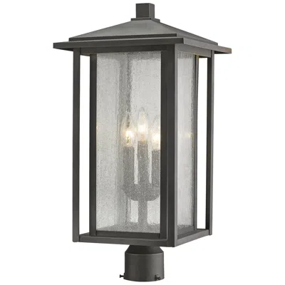 Z-lite 3 Light Outdoor Post Mount Fixture In Oil Rubbed Bronze Finish