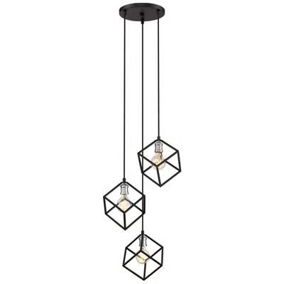 Z-lite 3 Light Pendant In Matte Black + Brushed Nickel Finish