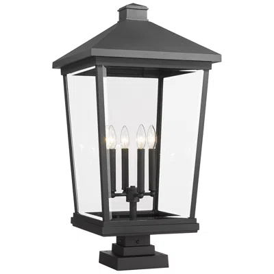Z-lite 32" High 4-light Black Finish Outdoor Pier Mount Light Fixture