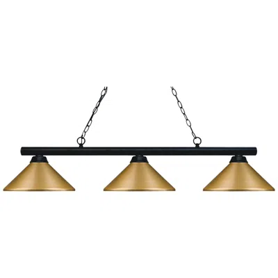 Z-lite 48" Wide 3-light Black And Brass Billiard Light Chandelier