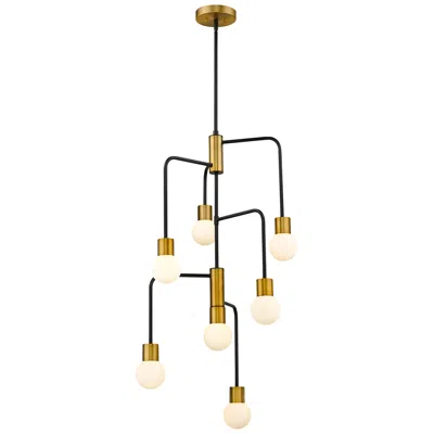 Z-lite 7 Light Chandelier In Matte Black + Foundry Brass Finish